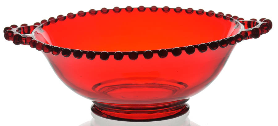 Candlewick Red (Stem 3400) 7" Handled Bowl by Imperial Glass-Ohio-1