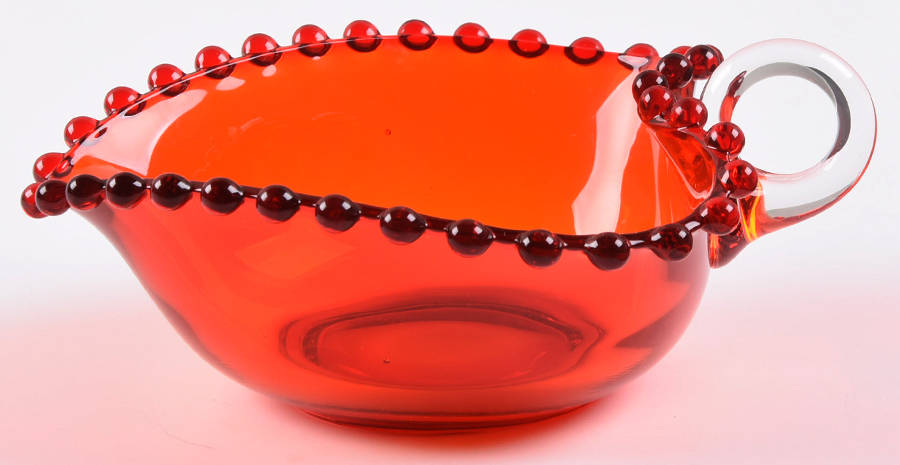 Candlewick Red (Stem 3400) Small Handled Heart Bowl by Imperial Glass-Ohio-1