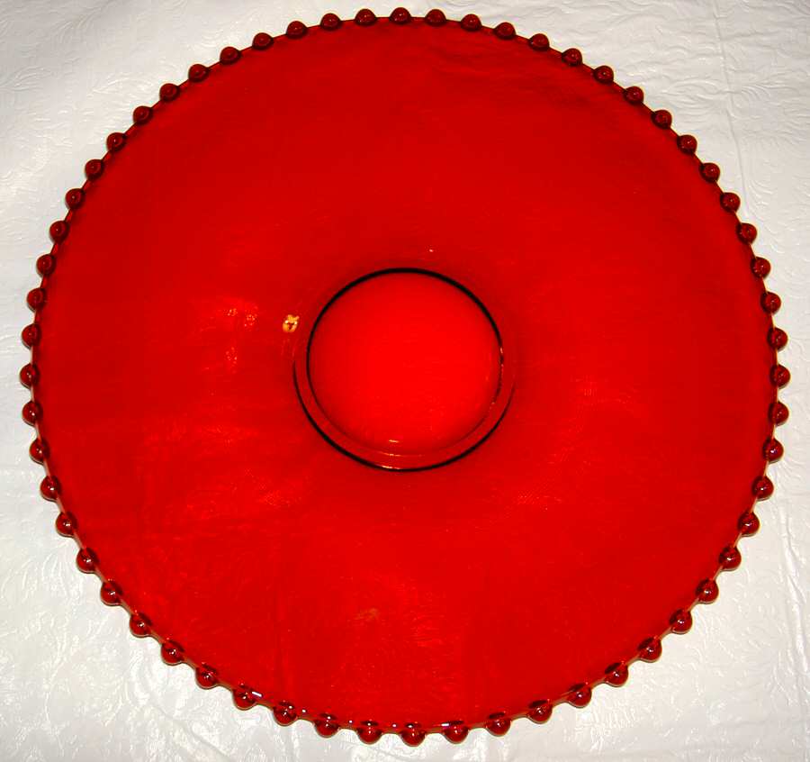 Candlewick Red (Stem 3400) Cupped Edge Torte Plate by Imperial Glass-Ohio-1