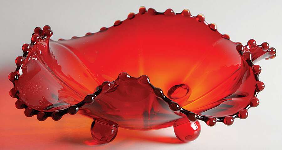 Candlewick Red (Stem 3400) Crimped Bowl by Imperial Glass-Ohio-1
