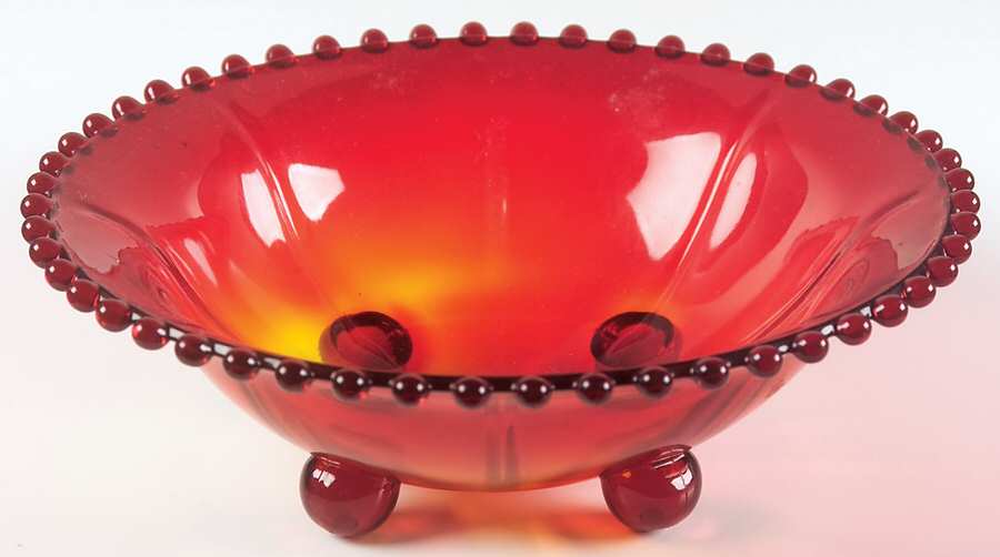 Candlewick Red (Stem 3400) Four-Toed Bowl by Imperial Glass-Ohio-1