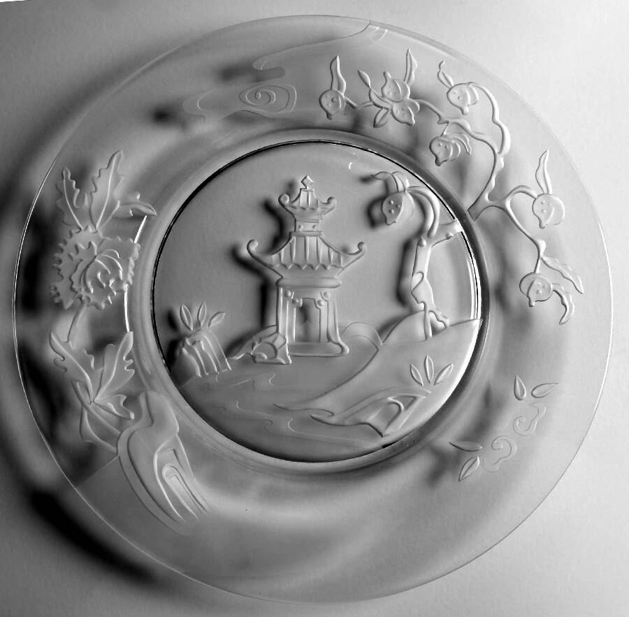 Cathay Clear Frosted Pavilion Tray by Imperial Glass-Ohio-1