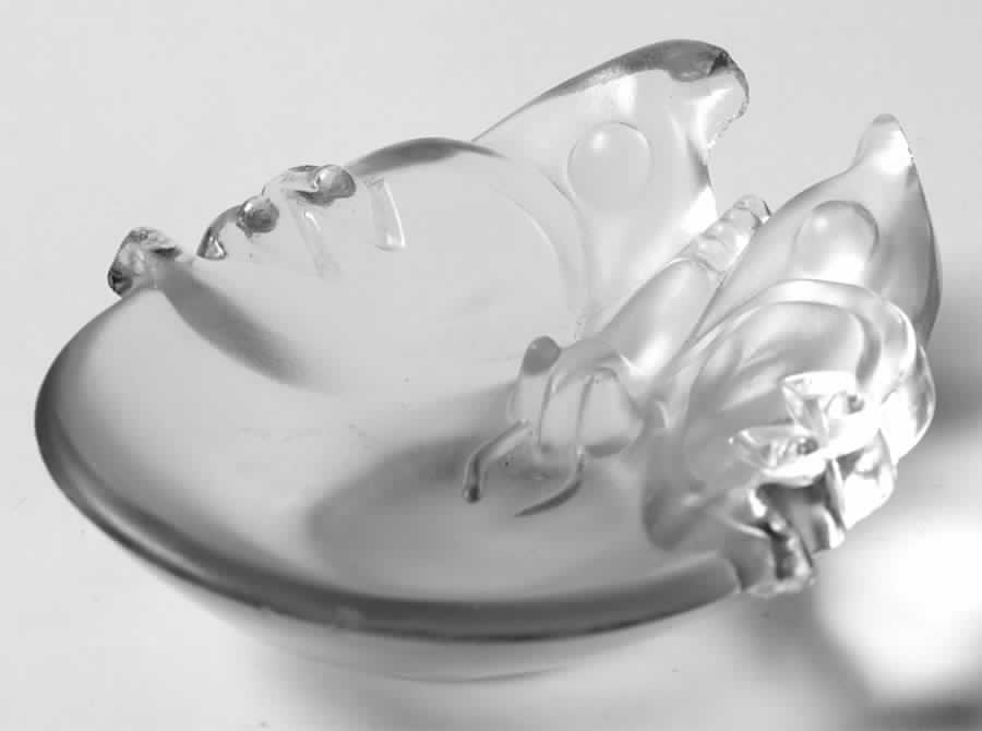 Cathay Clear Frosted #5006 Butterfly Ashtray by Imperial Glass-Ohio-1