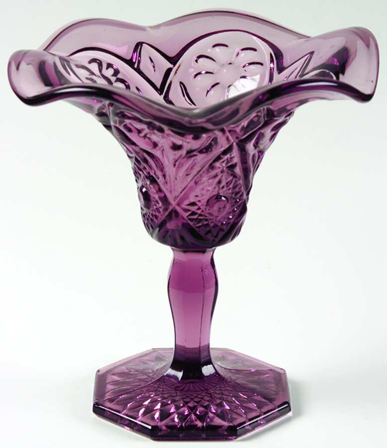Cosmos Amethyst 5" Height Fluted Rim Open Compote by Imperial Glass-Ohio-1