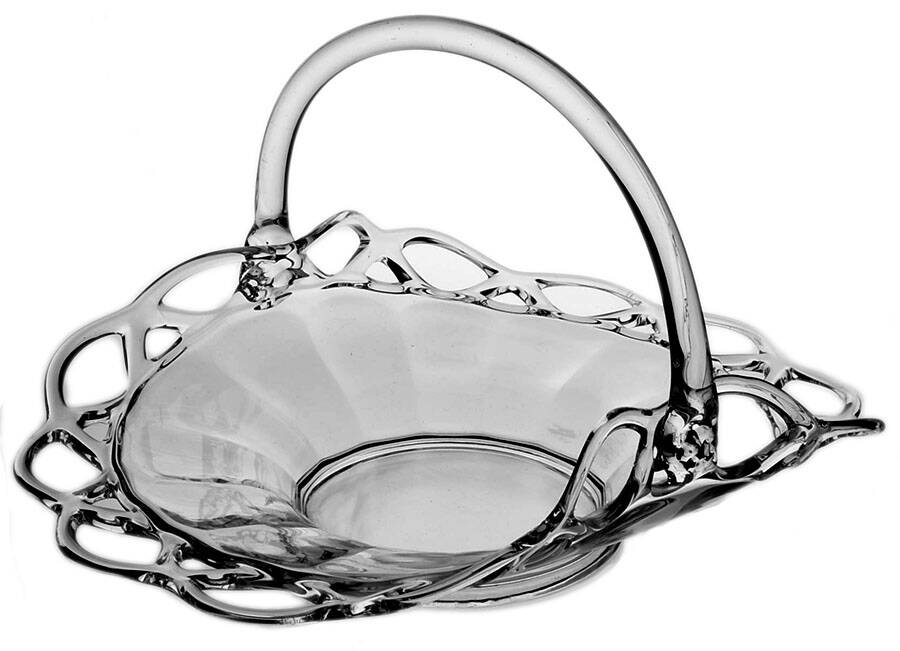 Crocheted Crystal 7" Basket by Imperial Glass-Ohio-1