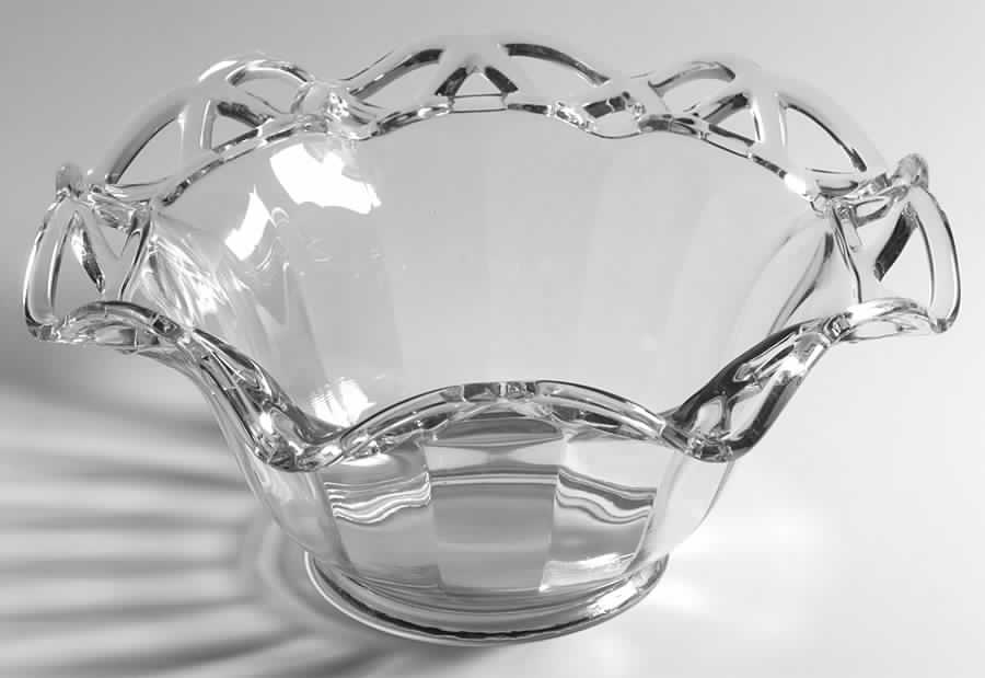 Crocheted Crystal 9" Round Crimped Bowl by Imperial Glass-Ohio-1