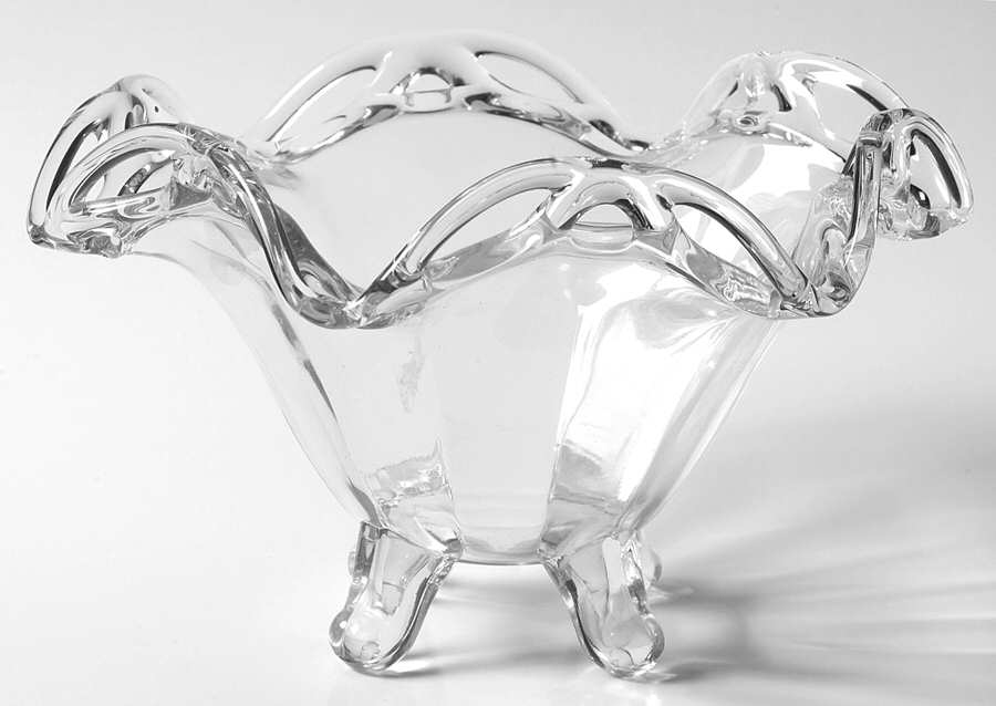 Crocheted Crystal 4-Toed Comport by Imperial Glass-Ohio-1
