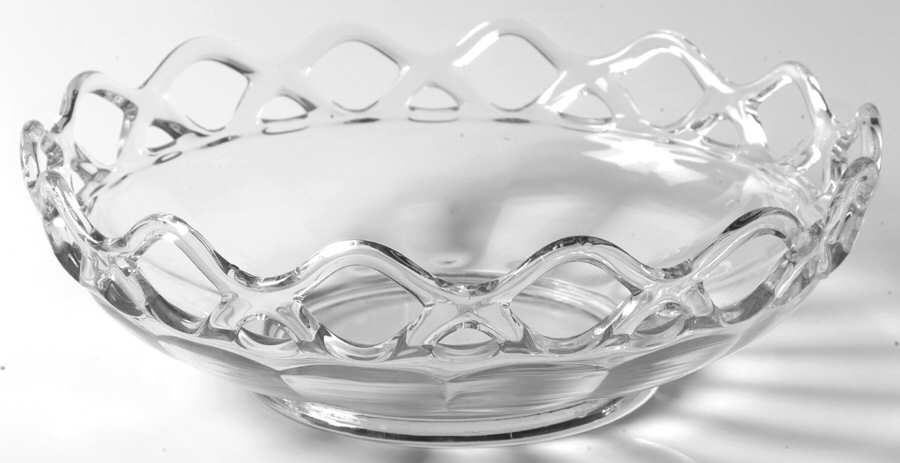 Crocheted Crystal 10" Shallow Round Bowl by Imperial Glass-Ohio-1