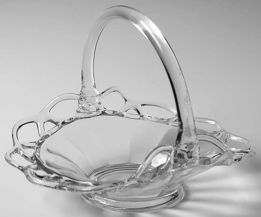 Crocheted Crystal 6" Basket by Imperial Glass-Ohio-1