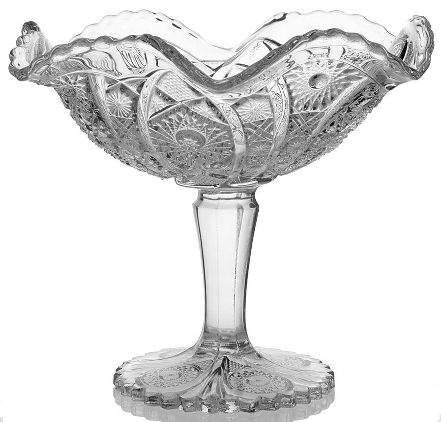 Daisy and Button Clear (Ohio) Crimped Tall Compote by Imperial Glass-Ohio-1