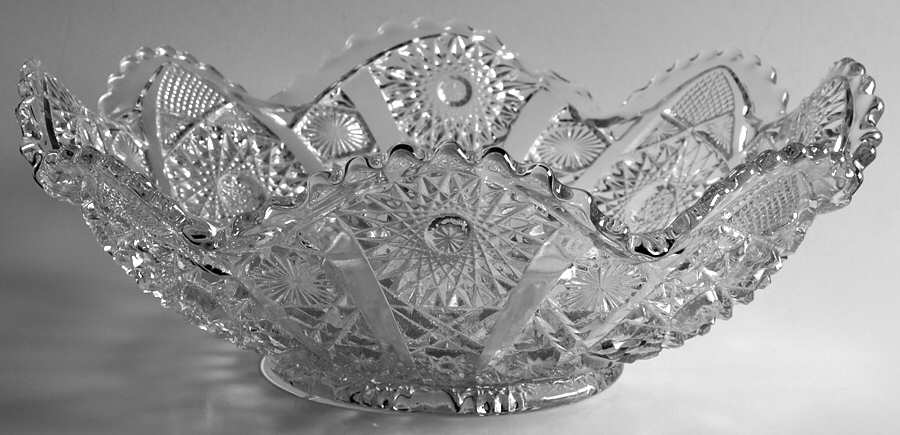 Daisy and Button Clear (Ohio) 11" Round Crimped Bowl by Imperial Glass-Ohio-1