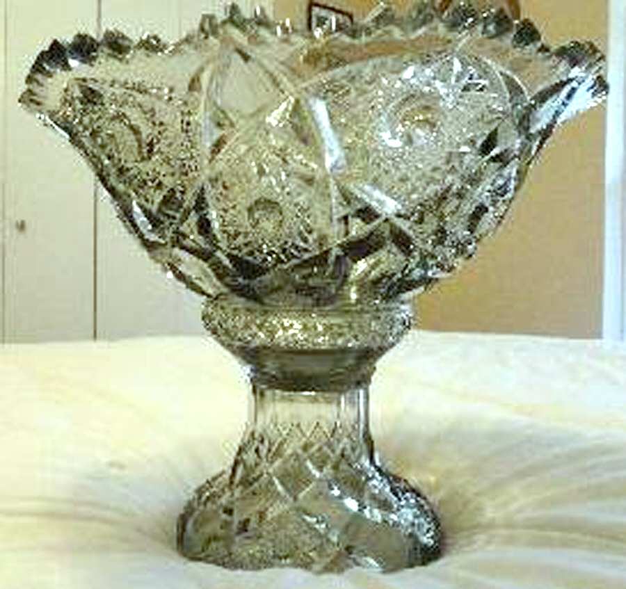 Daisy and Button Clear (Ohio) Punch Bowl with Stand by Imperial Glass-Ohio-1