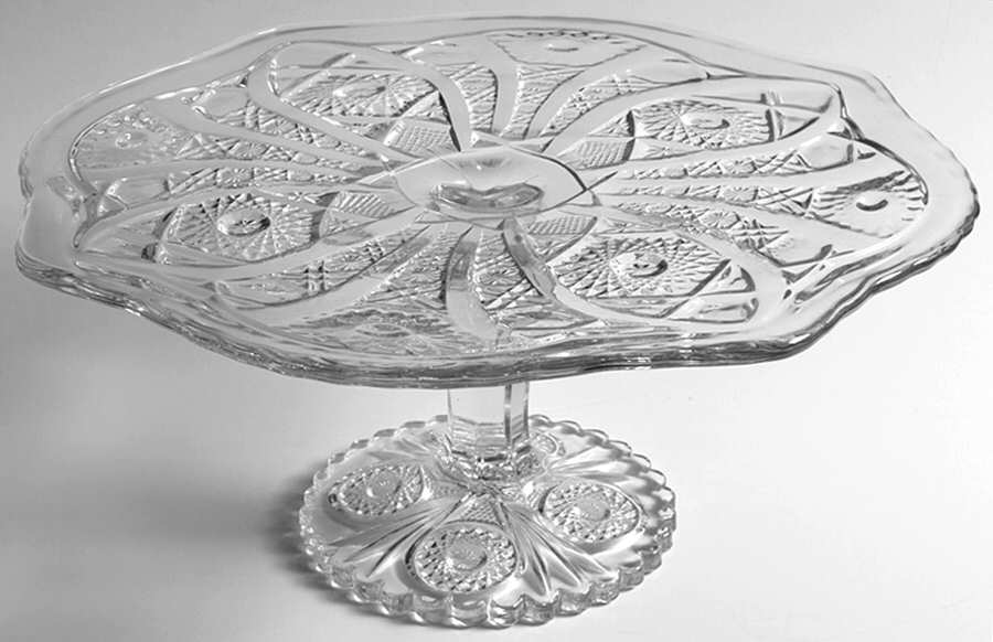 Daisy and Button Clear (Ohio) Round Cake Stand by Imperial Glass-Ohio-1