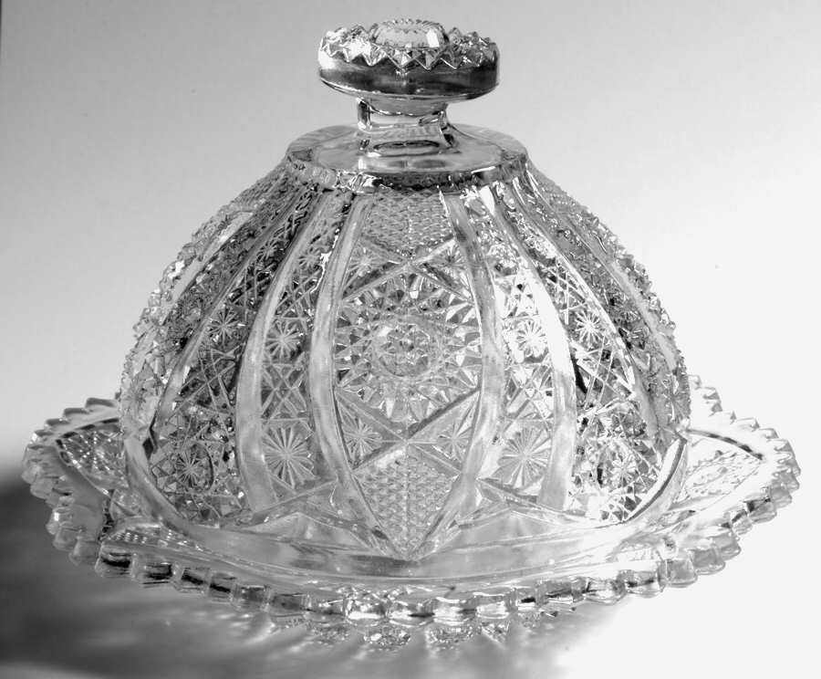 Daisy and Button Clear (Ohio) Round Covered Butter by Imperial Glass-Ohio-1