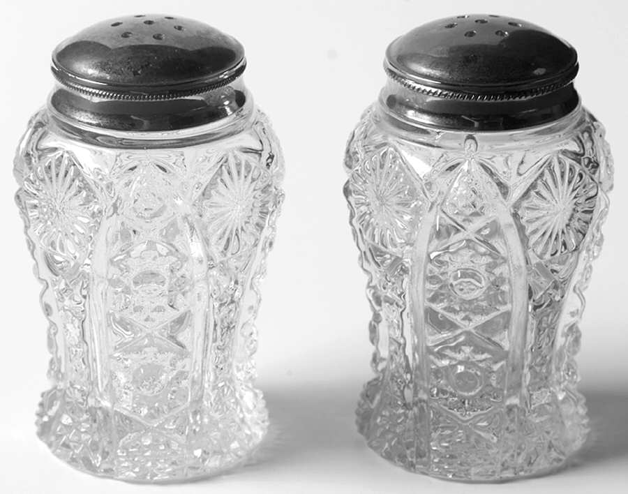 Daisy and Button Clear (Ohio) Shaker Set w/Metal Lids by Imperial Glass-Ohio-1