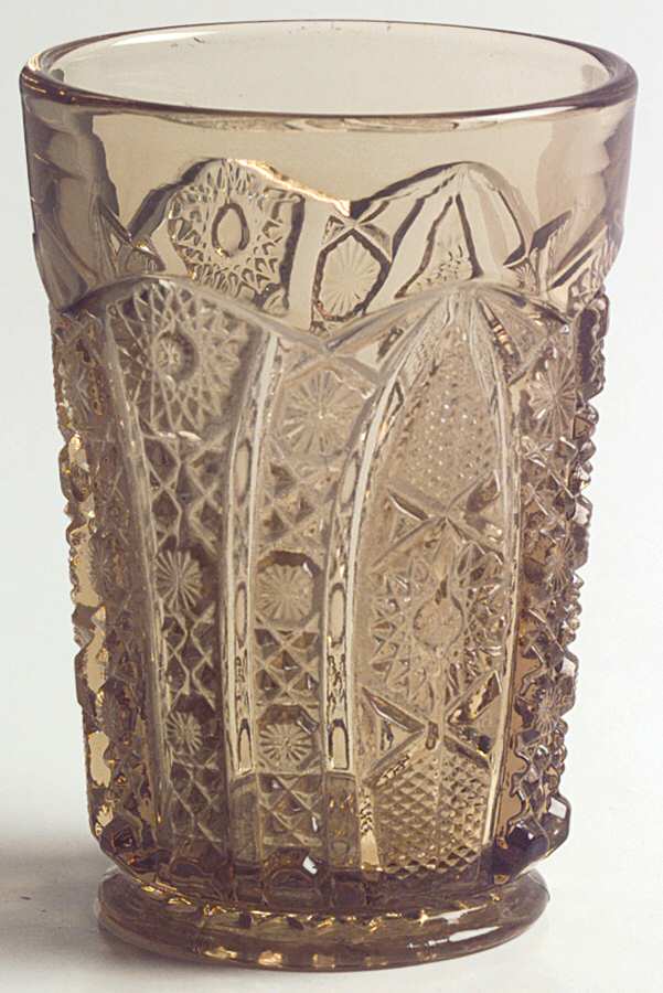 Daisy and Button Amber Flat Tumbler by Imperial Glass-Ohio-1