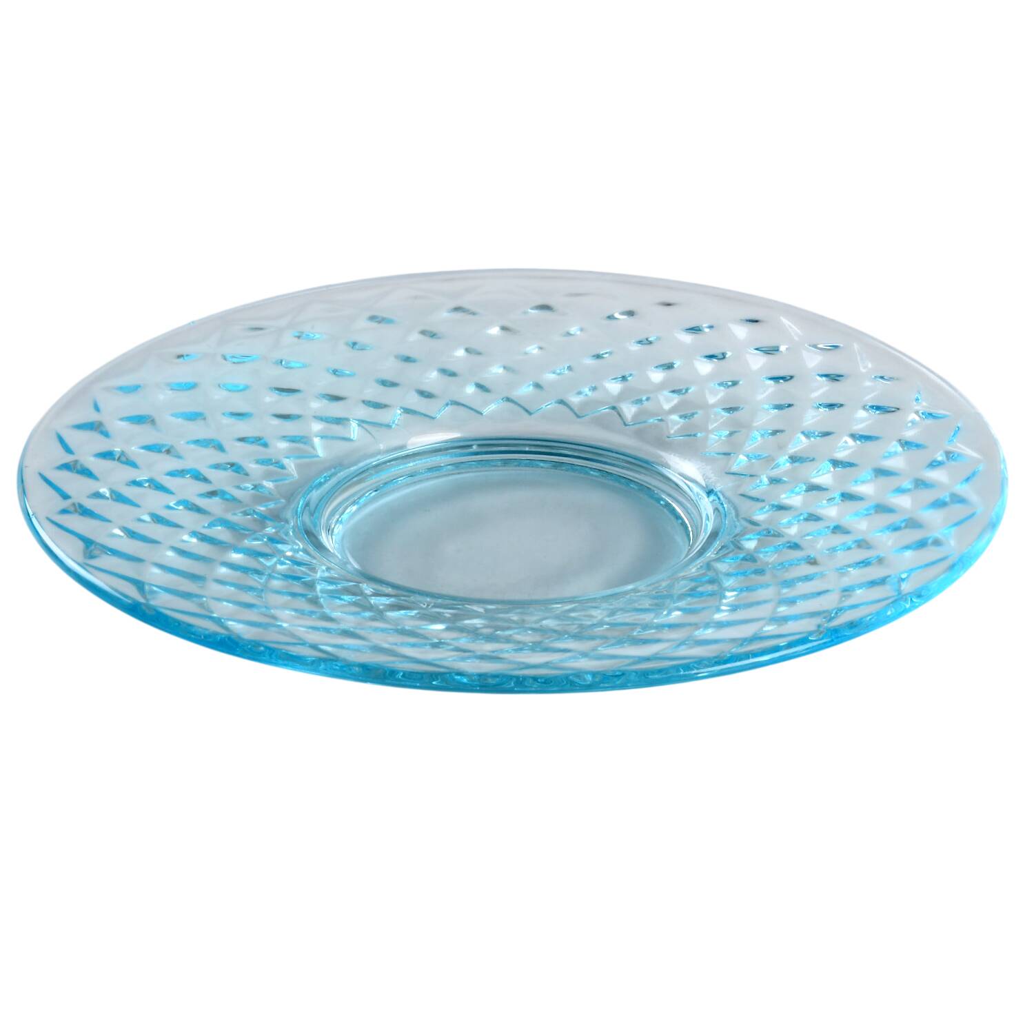 Diamond Quilted Blue Saucer Only by Imperial Glass-Ohio-1