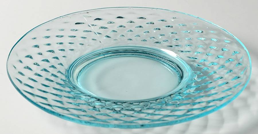 Diamond Quilted Blue Bread & Butter Plate by Imperial Glass-Ohio-1