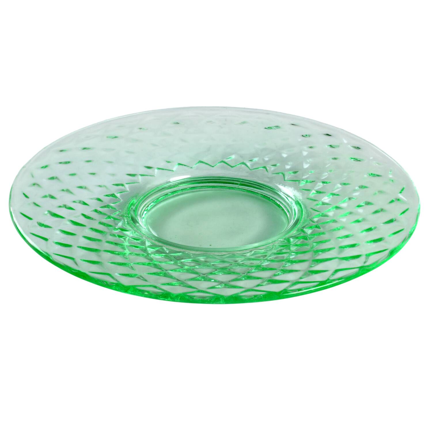 Diamond Quilted Green Saucer Only by Imperial Glass-Ohio-1