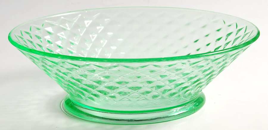Diamond Quilted Green 7" Round Bowl by Imperial Glass-Ohio-1