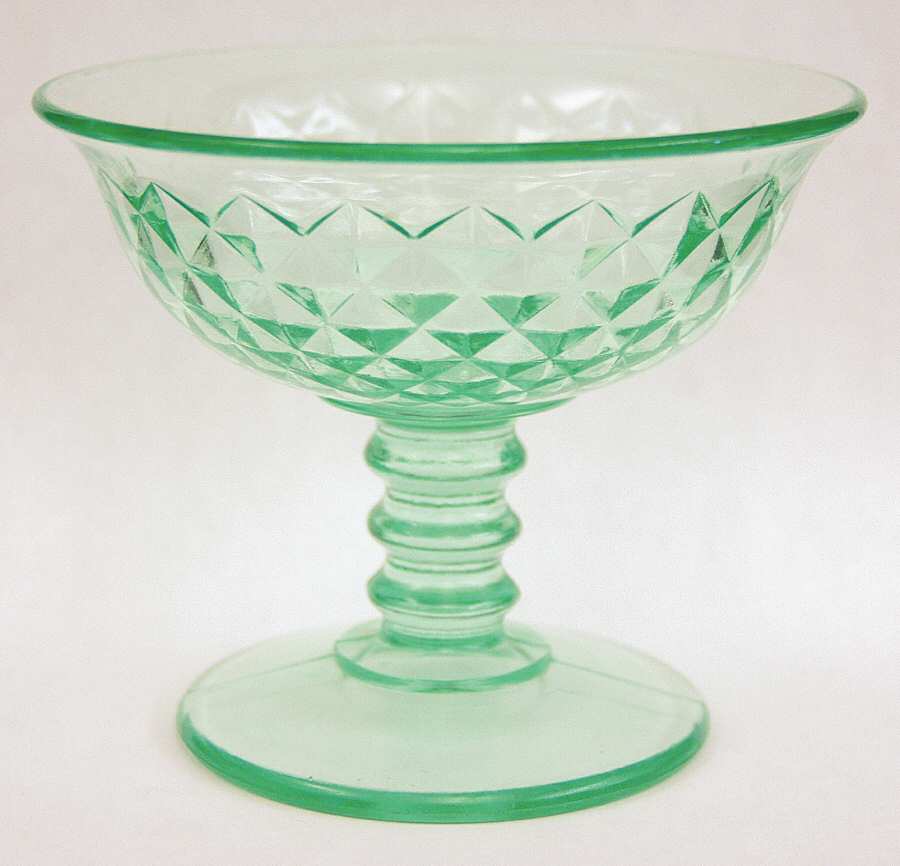 Diamond Quilted Green Champagne/Tall Sherbet by Imperial Glass-Ohio-1