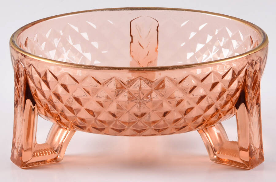 Diamond Quilted Pink Candy Box No Lid by Imperial Glass-Ohio-1