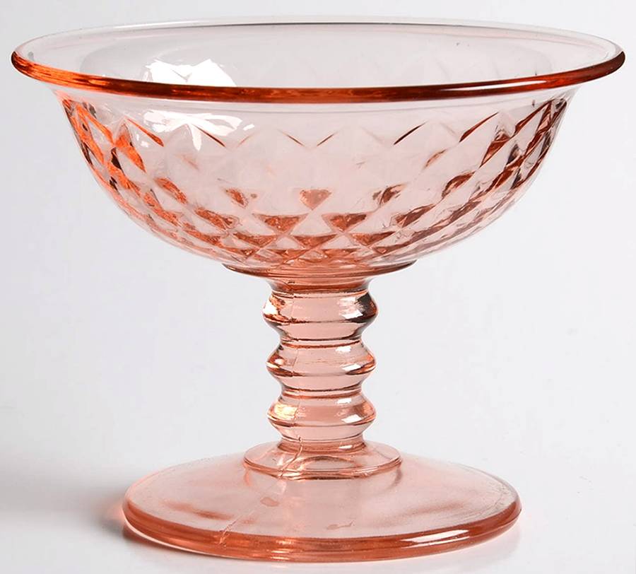 Diamond Quilted Pink Champagne/Tall Sherbet by Imperial Glass-Ohio-1