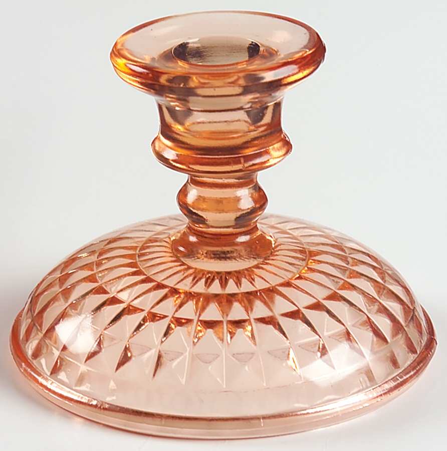 Diamond Quilted Pink 3" Single Light Candlestick by Imperial Glass-Ohio-1