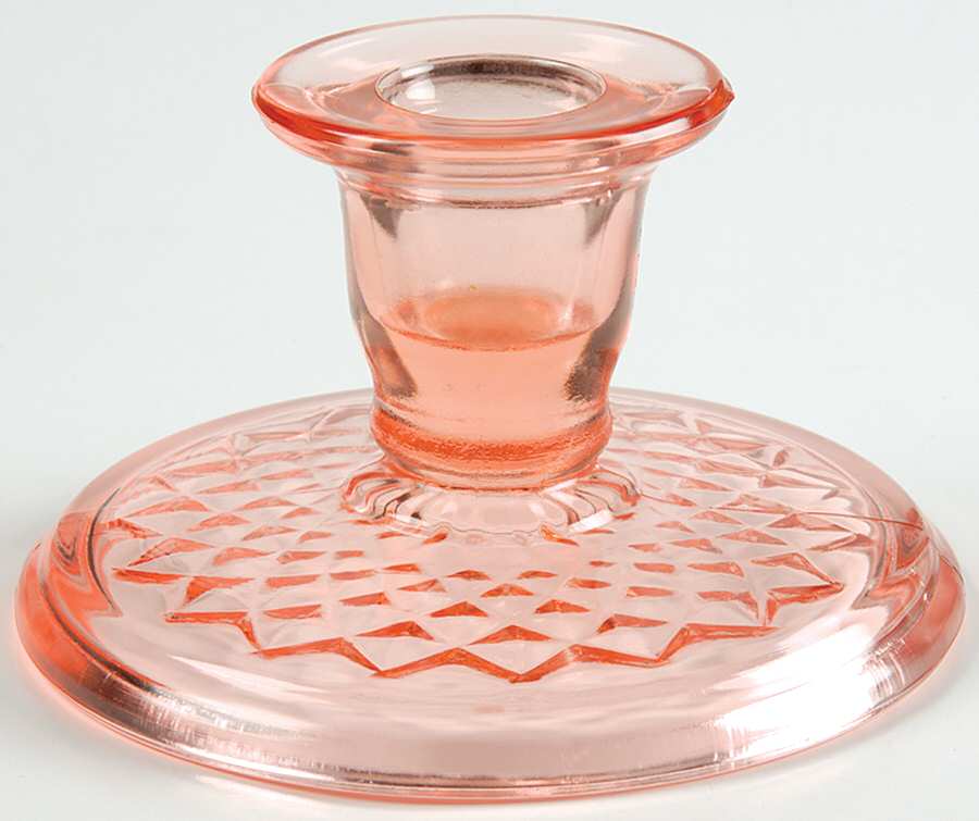 Diamond Quilted Pink 2" Single Light Candlestick by Imperial Glass-Ohio-1