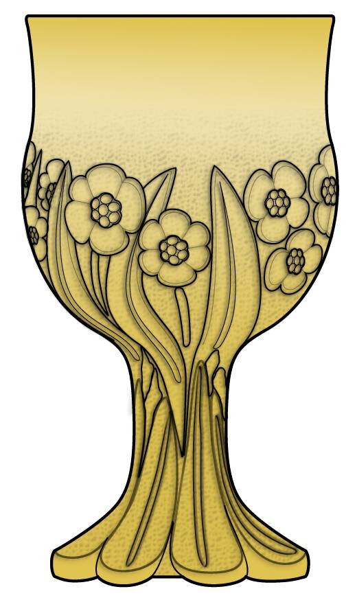 Flower Fair Yellow Water Goblet by Imperial Glass-Ohio-1