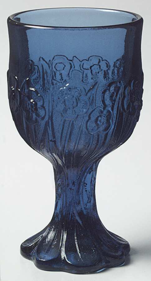Flower Fair Blue Water Goblet by Imperial Glass-Ohio-1