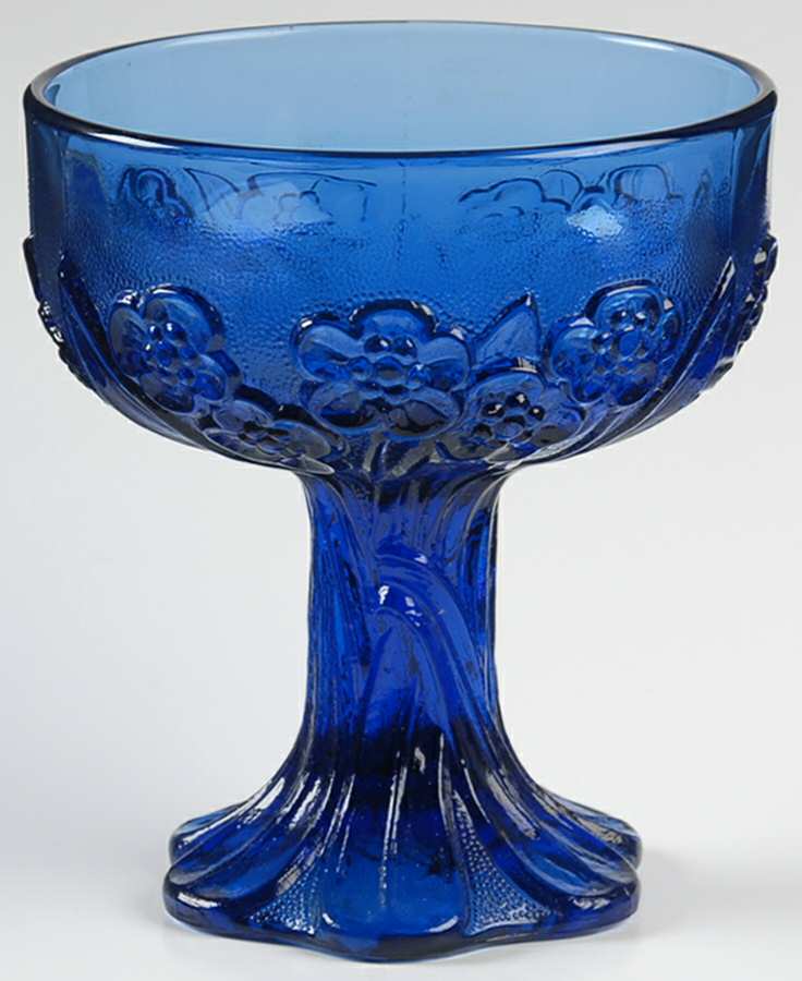 Flower Fair Blue Champagne/Tall Sherbet by Imperial Glass-Ohio-1
