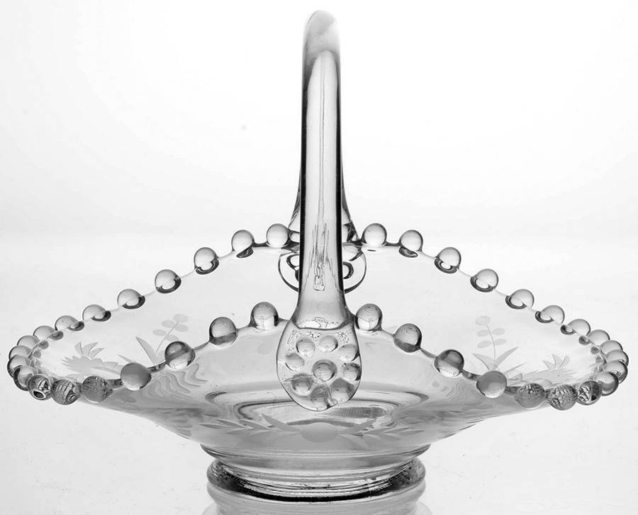 Floral (Cut) Small Basket by Imperial Glass-Ohio-1