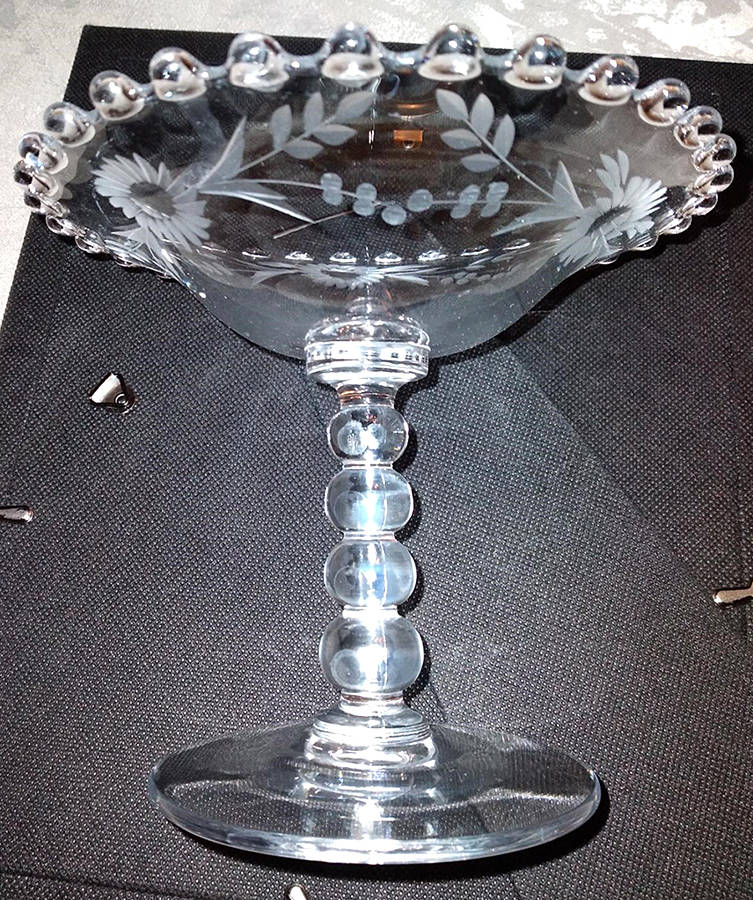 Floral (Cut) Round Compote (Height X Width) by Imperial Glass-Ohio-1
