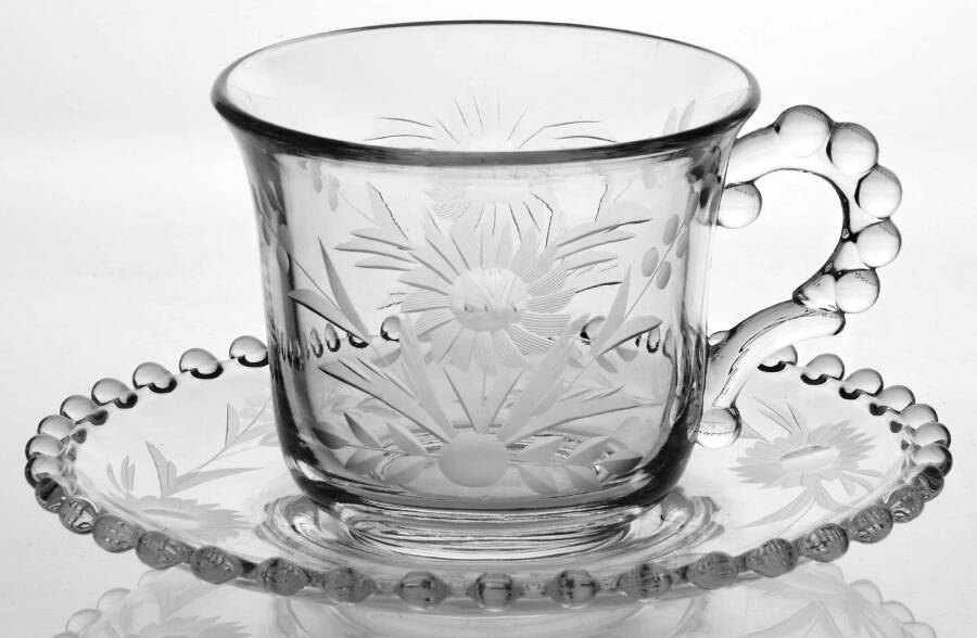 Floral (Cut) Cup & Saucer Set by Imperial Glass-Ohio-1