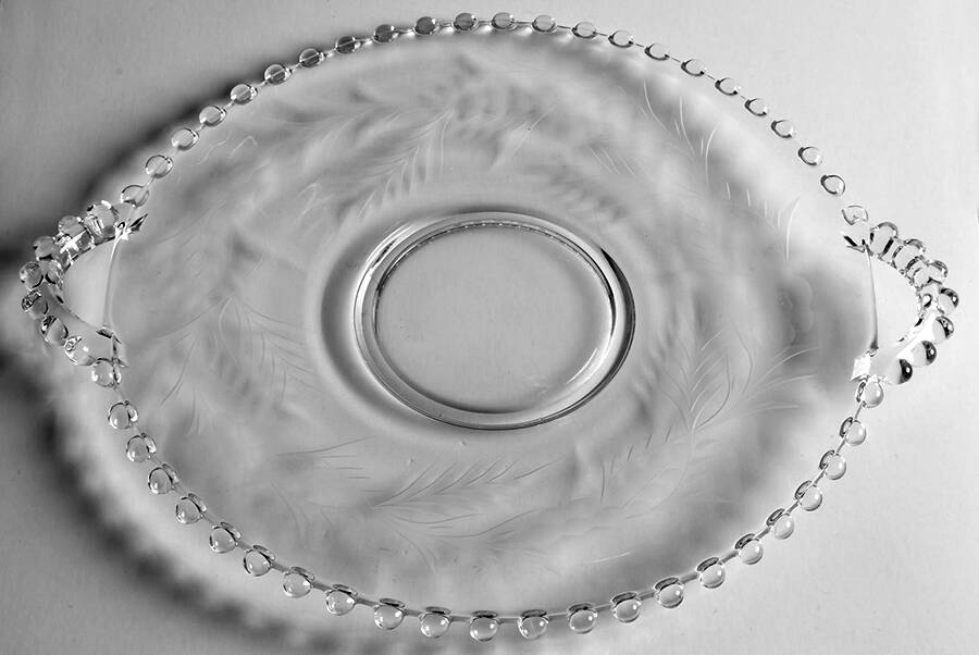 Floral (Cut) 10" 2 Handled Plate by Imperial Glass-Ohio-1