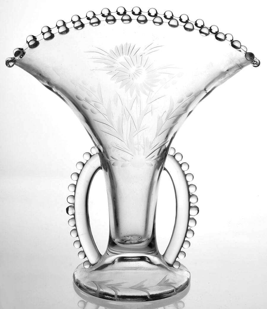 Floral (Cut) 8" Fan Vase by Imperial Glass-Ohio-1