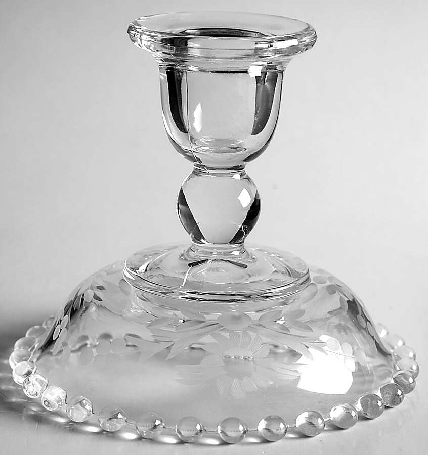 Floral (Cut) Single Light Candlestick by Imperial Glass-Ohio-1