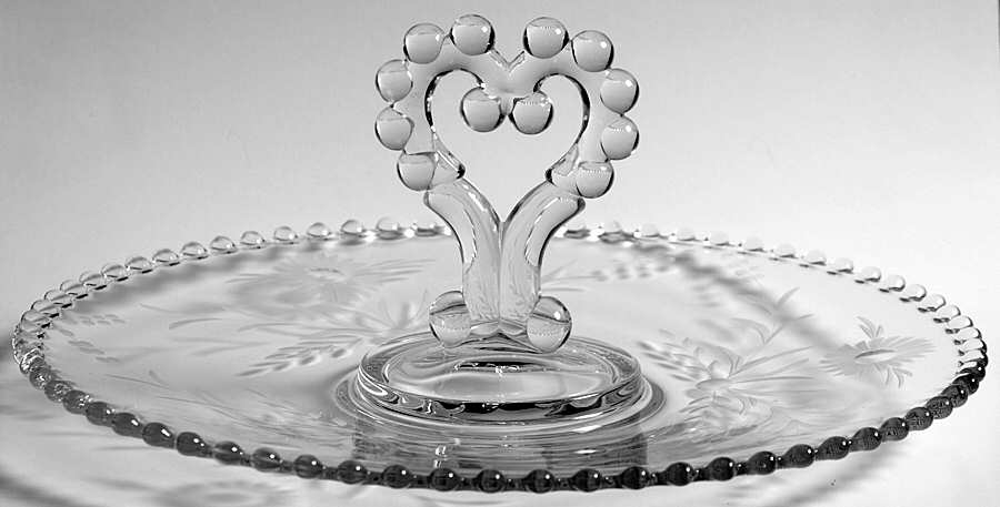 Floral (Cut) Center Handle Tray by Imperial Glass-Ohio-1