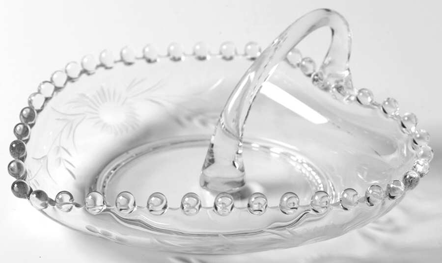 Floral (Cut) Wafer Tray with Center Handle by Imperial Glass-Ohio-1
