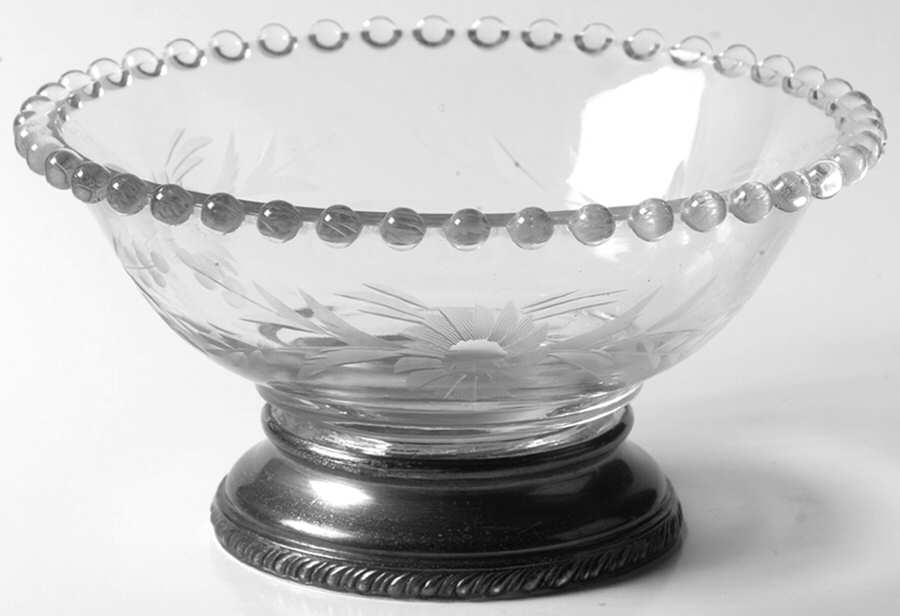 Floral (Cut) Sterling Base Mayonnaise Bowl by Imperial Glass-Ohio-1