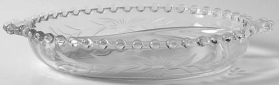 Floral (Cut) 7" Oval 2 Part Relish by Imperial Glass-Ohio-1