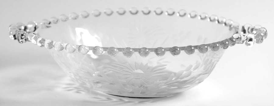 Floral (Cut) 7" Handled Bowl/Mayonnaise by Imperial Glass-Ohio-1