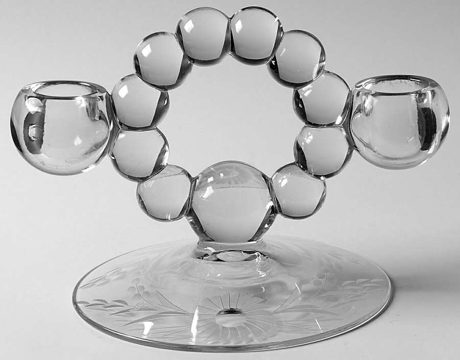 Floral (Cut) Double Light Candlestick by Imperial Glass-Ohio-1