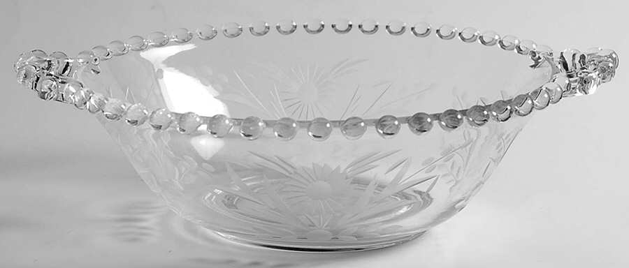 Floral (Cut) 7" Handled Bowl by Imperial Glass-Ohio-1