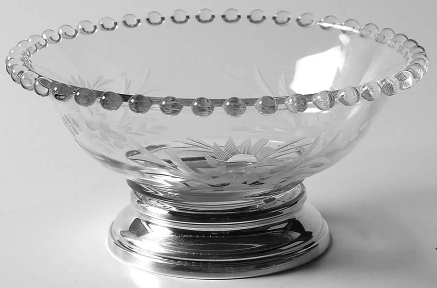 Floral (Cut) Sterling Base Mayonnaise Bowl by Imperial Glass-Ohio-1
