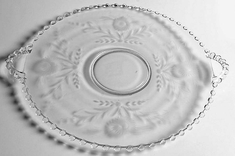 Floral (Cut) Large 2 Handled Plate by Imperial Glass-Ohio-1