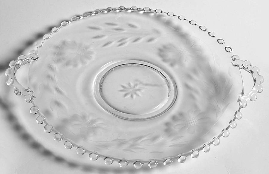 Floral (Cut) 8" 2 Handled Plate by Imperial Glass-Ohio-1