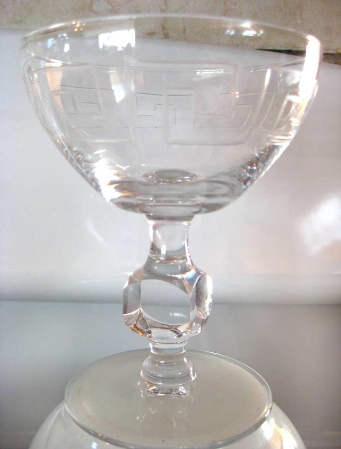Greek Key Champagne/Tall Sherbet by Imperial Glass-Ohio-1