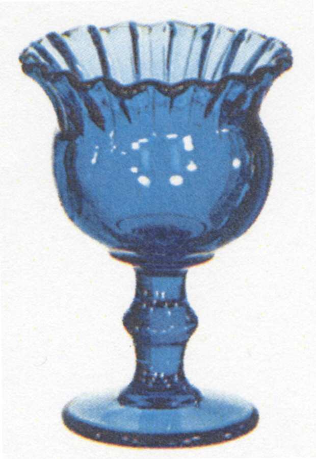 Hoffman House Antique Blue 6" Footed Crimped Vase by Imperial Glass-Ohio-1